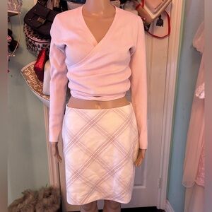 🎀vintage cream plaid pencil skirt🎀